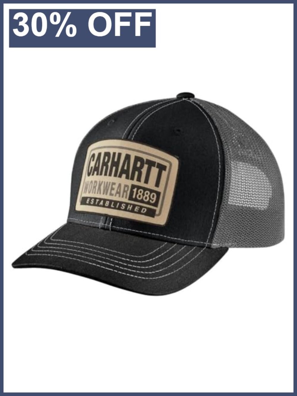 Canvas Mesh-Back Workwear Patch Baseball Cap Snapback